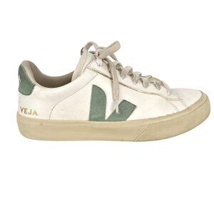 Veja Campo Sneakers Lace-up White Green Leather Suede EU 39 Size US 8